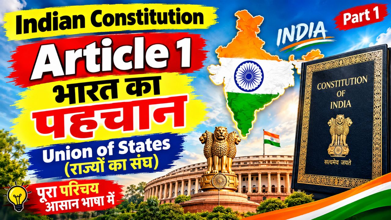 अनुच्छेद 1 | Article 1 in Hindi | भारतीय संविधान का अनुच्छेद 1 | संविधान पढ़ो आसान भाषा में 🇮🇳#1+3