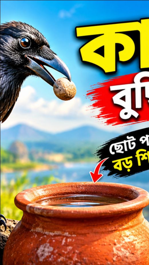 🐦 चालाक कौए की बुद्धिमानी 🧠 | The Thirsty Crow Story | Hindi Moral Story #Shorts