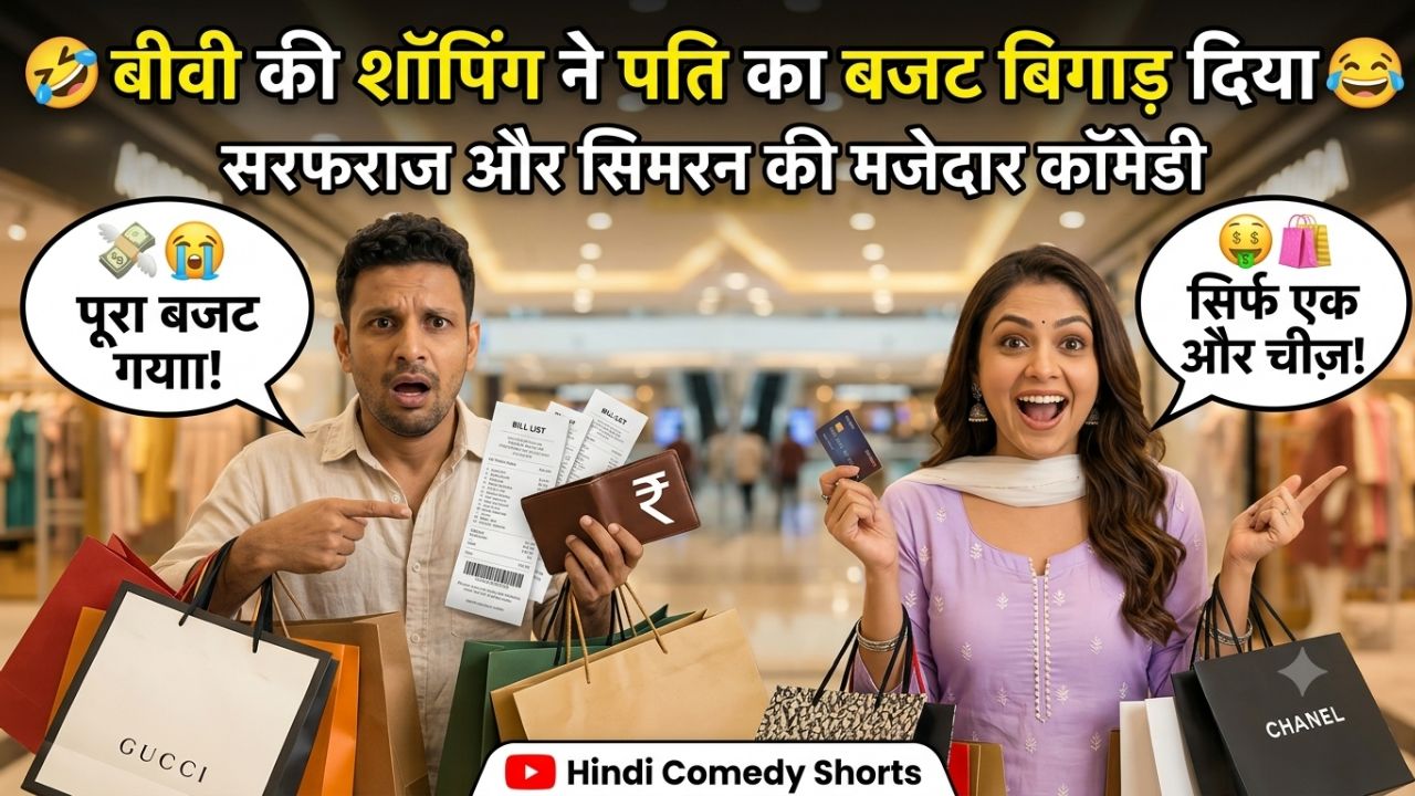 🤣 बीवी की शॉपिंग ने पति का बजट बिगाड़ दिया 😂 | सरफराज और सिमरन की मजेदार कॉमेडी | Hindi Comedy