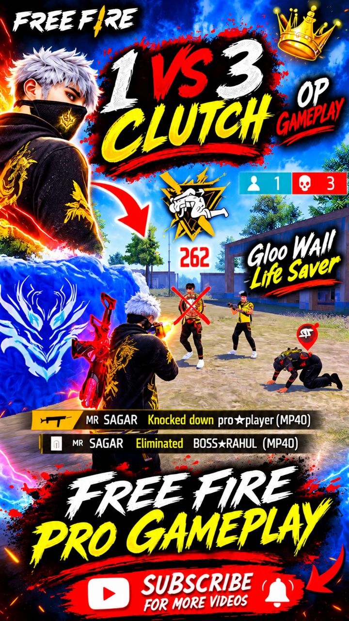🔥 FREE FIRE PRO GAMEPLAY 😈 1 VS 4 CLUTCH 🔥 OP HEADSHOT | #freefire #shorts