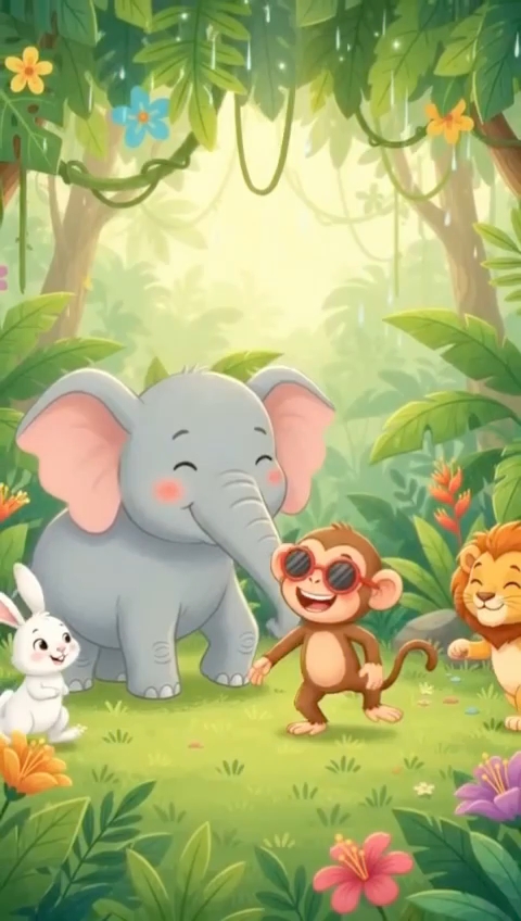 Tip Tip Baarish Barasne Laga 🌧️🐘 | Elephant and Cute Doll Cartoon Song
