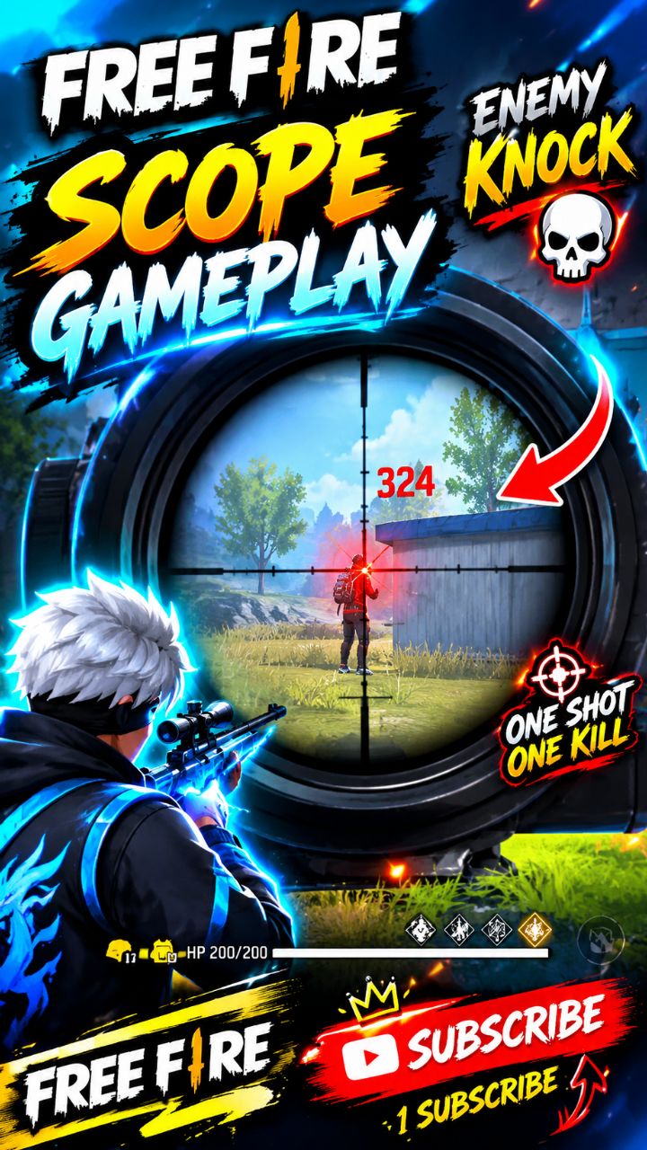 😈 FREE FIRE SCOPE GAMEPLAY 🔥 ENEMY KNOCK 💀 #freefire #shorts