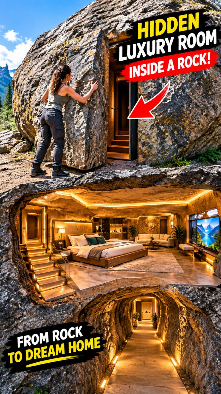 She Built a Luxury Room Inside a Giant Rock! 😱#shorts