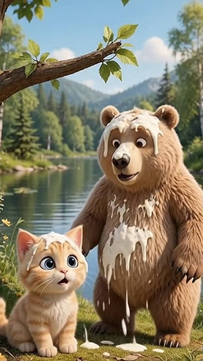 Choti billi ki Ice-cream ped par atak gyi , dekho fir bhalu ne kya kiya?