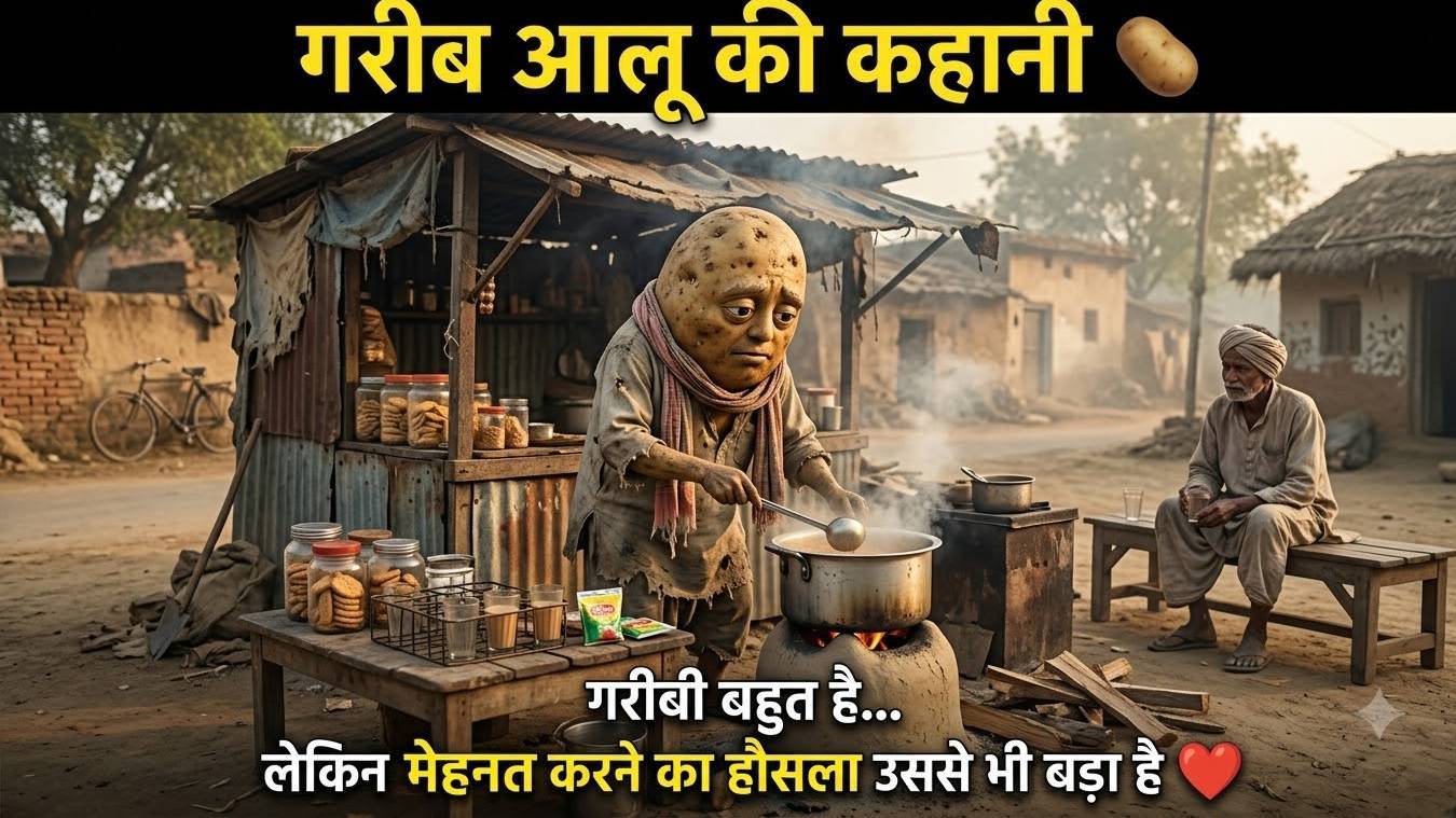 गरीब आलू की छोटी सी चाय की दुकान 🥔☕ उसकी मेहनत की कहानी देखकर दिल छू जाएगा❤️ #गरीबआलू #VillageLife