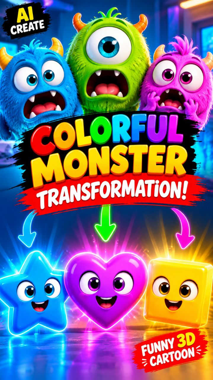😱 Colorful Monster Transformation! 🌈👾 | Funny 3D Cartoon #Shorts #ViralVideo #Monster