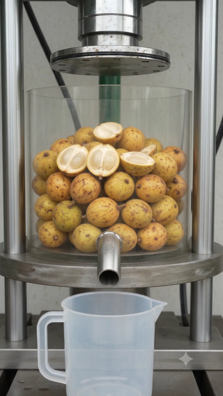 🇮🇩 Indonesian Kecapi Fruits Crushed Under a Hydraulic Press! 💛💦 #Shorts