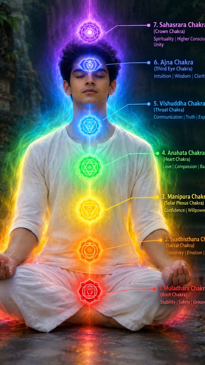 Seven chakras in human body