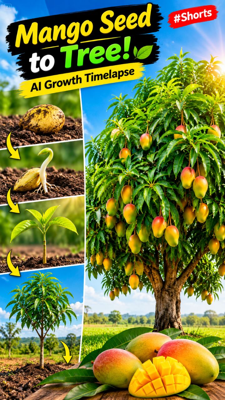 From Mango Seed to a Fruitful Tree 🥭🌳 | Amazing AI Growth Timelapse #Shorts