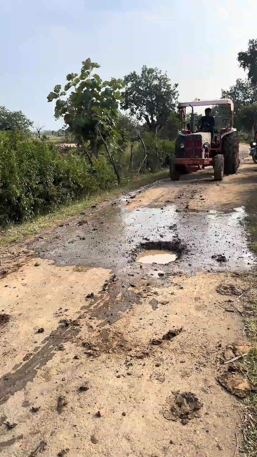 An accident was narrowly avoided due to a pothole on the road, so the team repaired it. #help