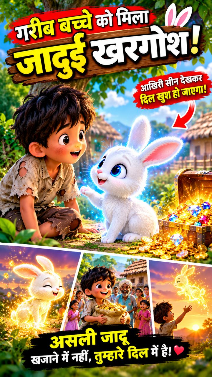 🐰✨ गरीब बच्चे को मिला जादुई खरगोश! 😱💖 अंत में हुआ ऐसा चमत्कार कि सब हैरान रह गए! | Hindi Cartoon