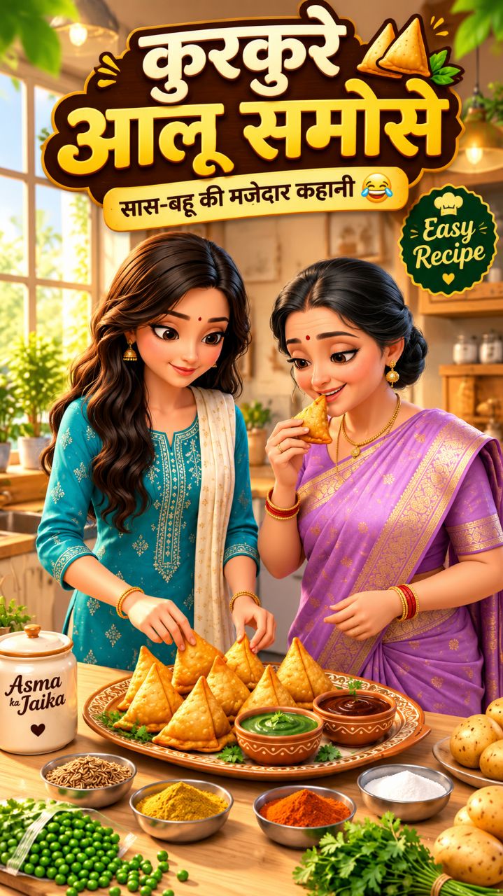 😂 बहू ने समोसे जला दिए 😱 फिर मम्मी जी ने क्या किया? | Crispy Samosa Recipe | AI Saas Bahu Story