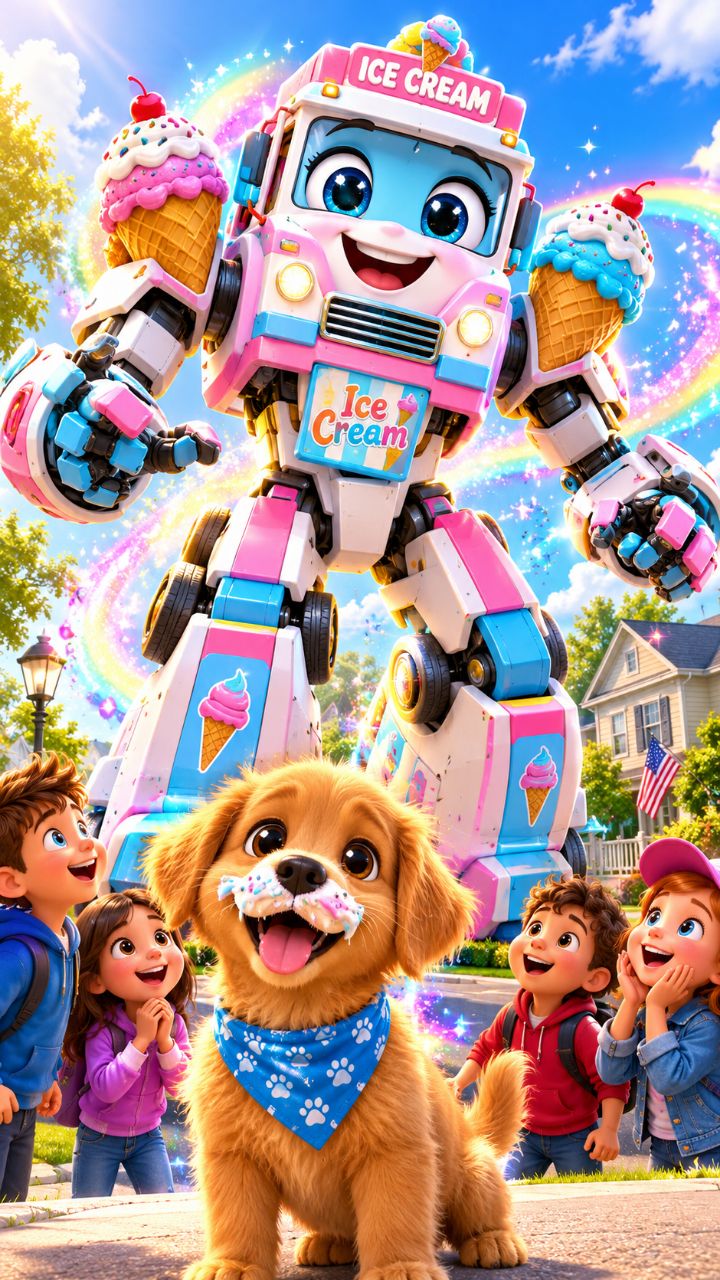 The ICE CREAM TRUCK Turned Into a ROBOT! 🍦🤖😱 #Shorts