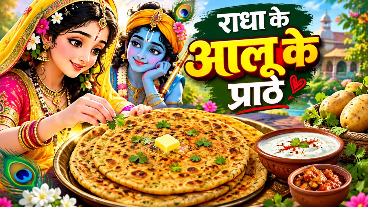 राधा रानी के हाथों के स्वादिष्ट आलू के पराठे 😍🙏 | Radha Rani Ke Aloo Ke Parathe ❤️ #shorts #ai