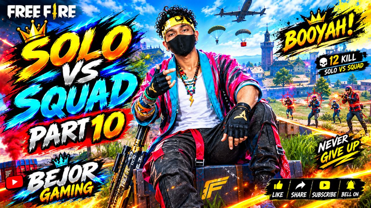 FREE FIRE SOLO VS SQUAD GAMEPLAY 😈 | BEJOR GAMING