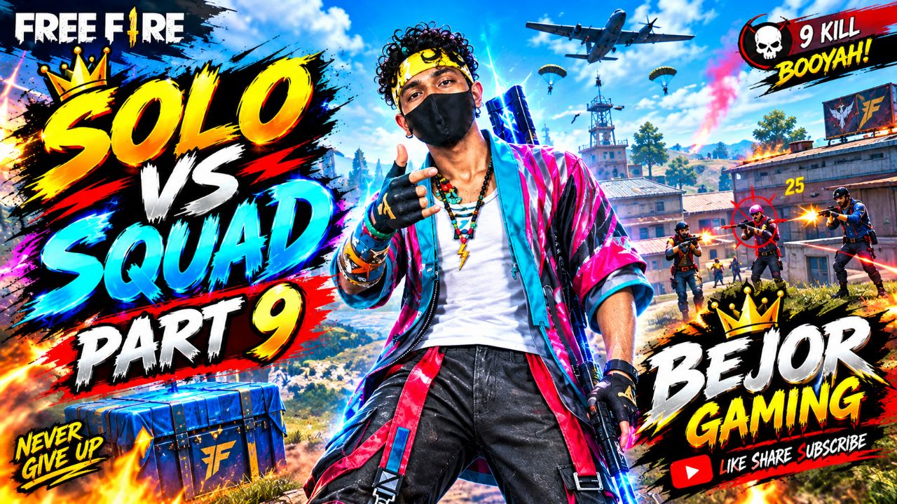 FREE FIRE SOLO VS SQUAD GAMEPLAY 😈 | BEJOR GAMING