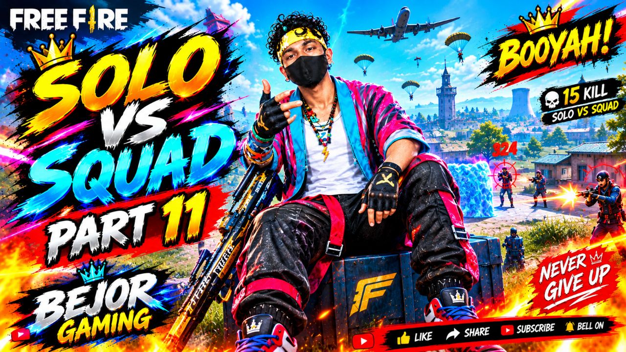 FREE FIRE SOLO VS SQUAD GAMEPLAY 😈 | BEJOR GAMING | @Bideo