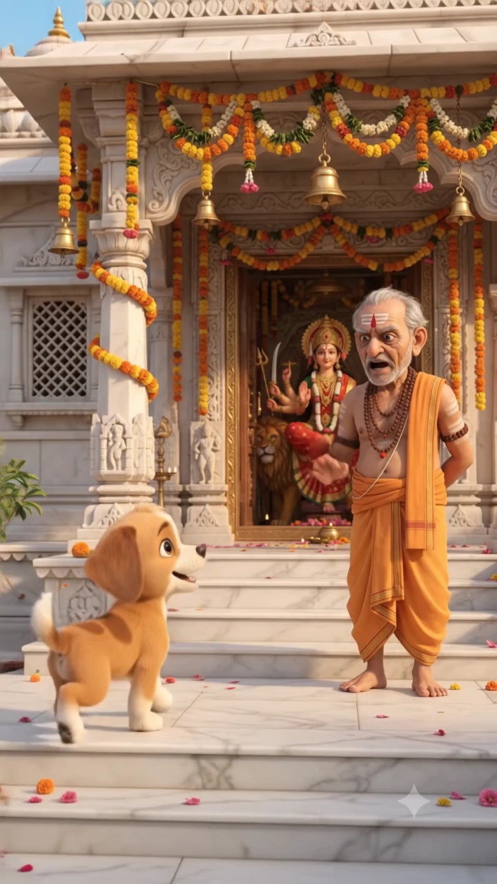 😂🐶 मंदिर में पिल्ले ने पंडित जी की बोलती बंद कर दी! 🤣🙏| पालक-मेथी वाला जवाब सुनकर हँसी नहीं रुक