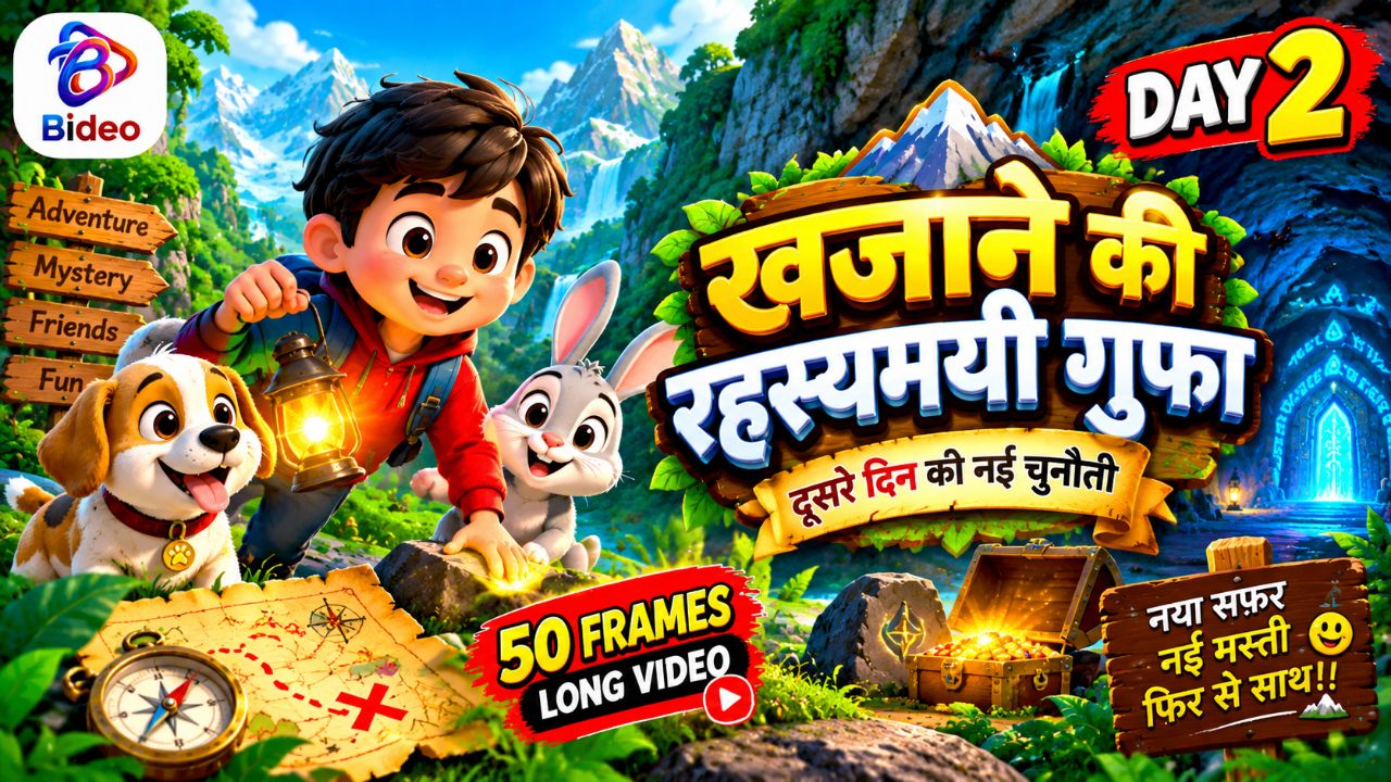 खजाने की रहस्यमयी गुफा 😱🗺️ | खजाने की खोज का दूसरा दिन | Day 2 | 50 Frames Cartoon Adventure 💰🔥
