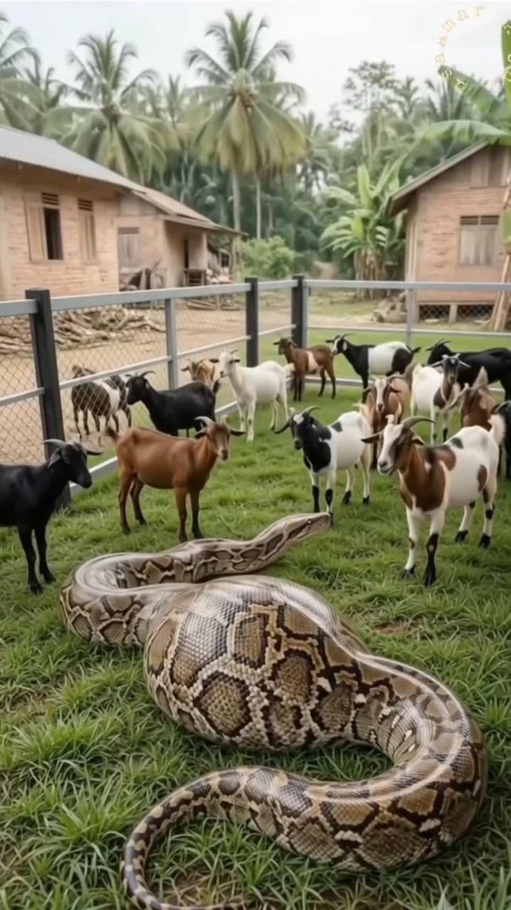 Giant Python Meets The Goats! 🐍🐐 #shorts