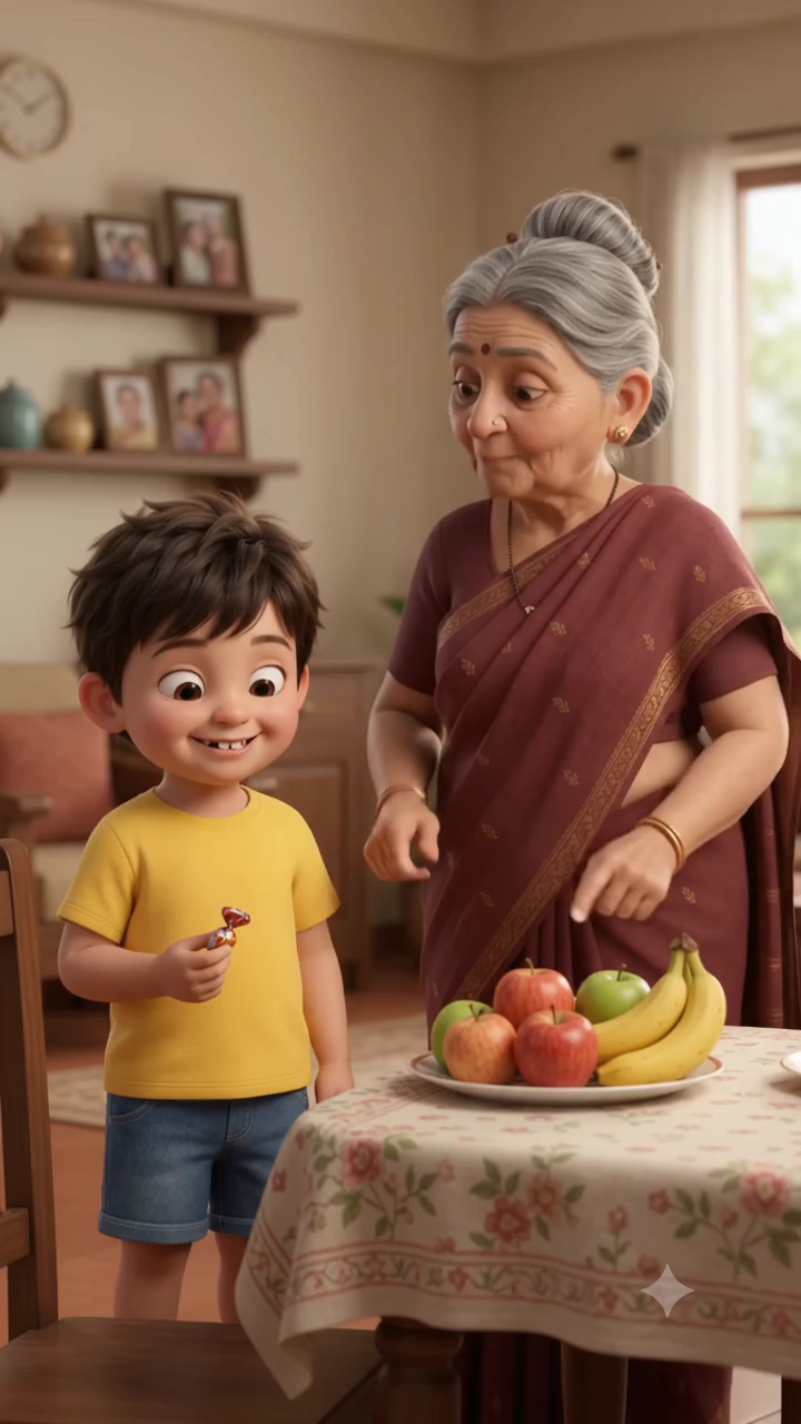 Chotzu ने Dadi से कहा—टॉफी को फल बना दो! 😂🍎🍬 #chotzu #shorts