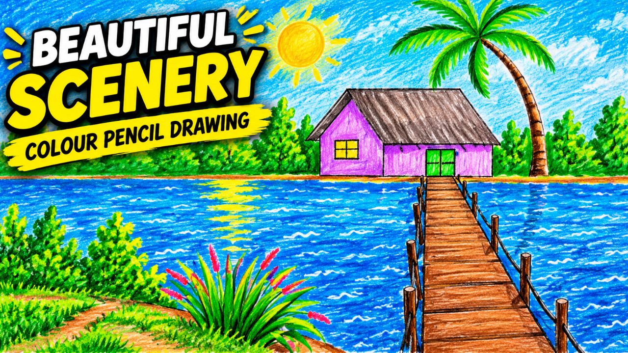 How to draw the senary skhch colour Pencil drow #viral