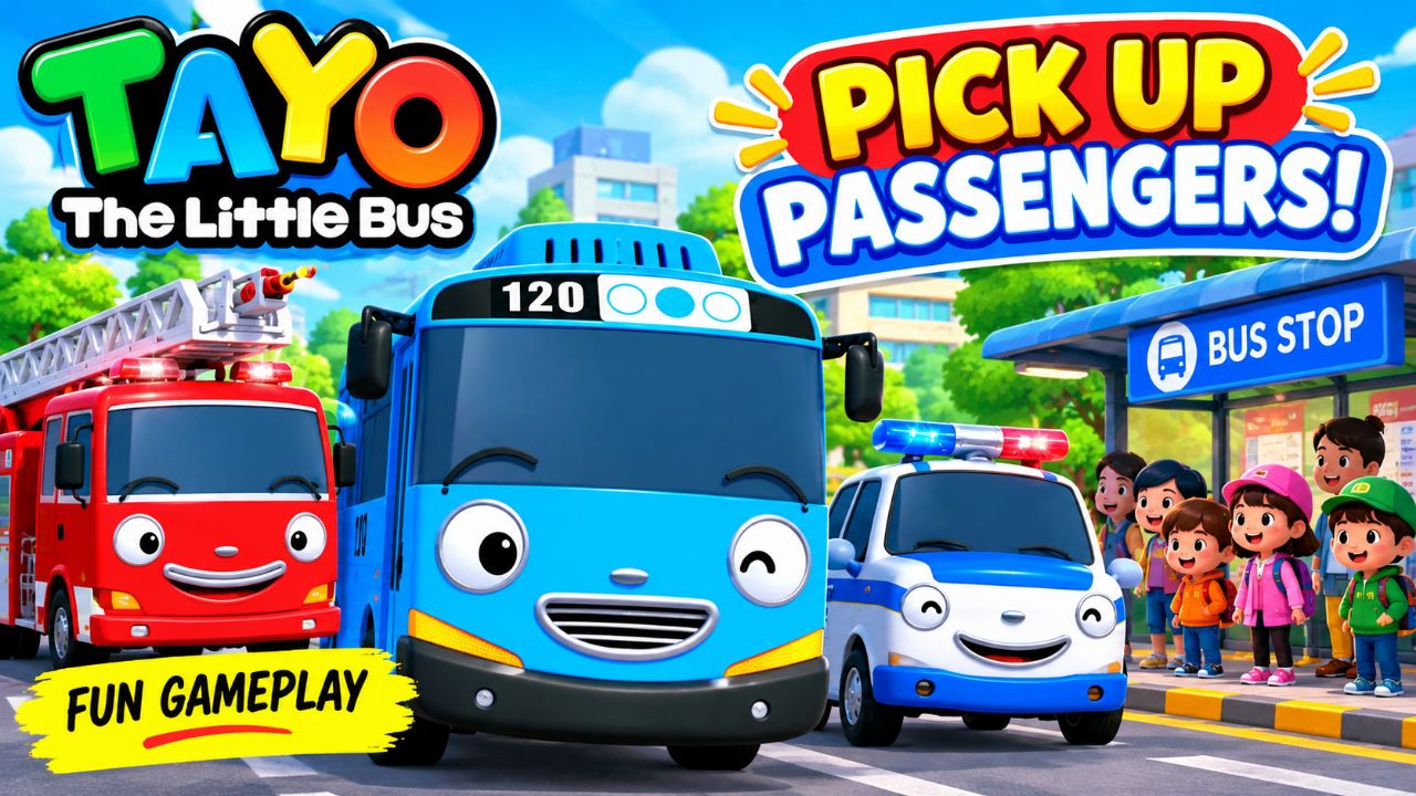 🚌👦 Tayo Bus Picks Up Passengers  | Cartoon Bus Game for Kids #tayobus #kidsgaming