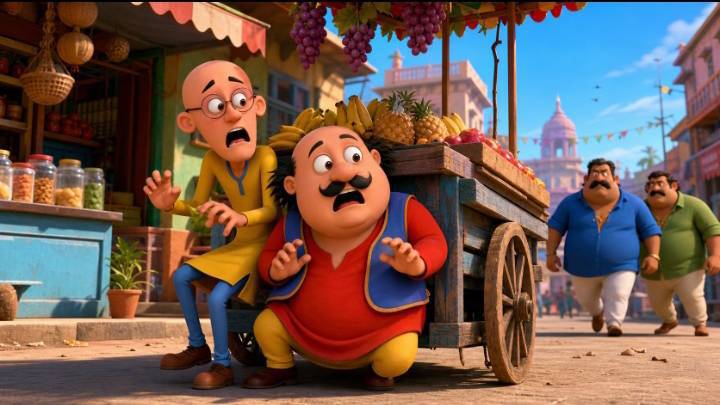 😂😂धि: 5 मिनट
भाषा: हिंदी
स्टाइल: रंगीन D कार्टून
किरदार: गोलू (खाने का शौकीन), चिटू (होशियार दोस्त