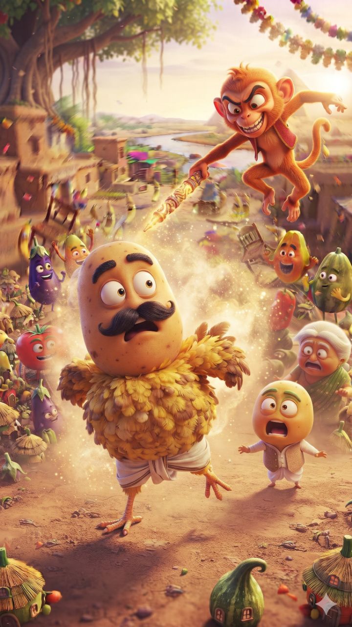 🥔🐒 आलू के पापा को बंदर ने बना दिया मुर्गा रे! 😂🔥 पापा की हुई बेइज्जती! 🤣