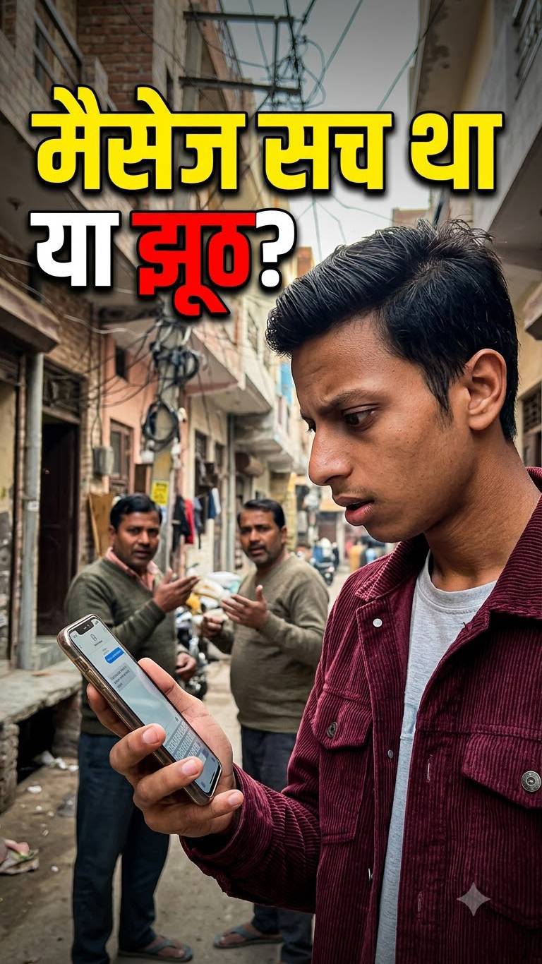 Title: एक मैसेज ने सबको डरा दिया! 😳 सच्चाई क्या थी? #SocialAwareness #HindiShorts #FactCheck