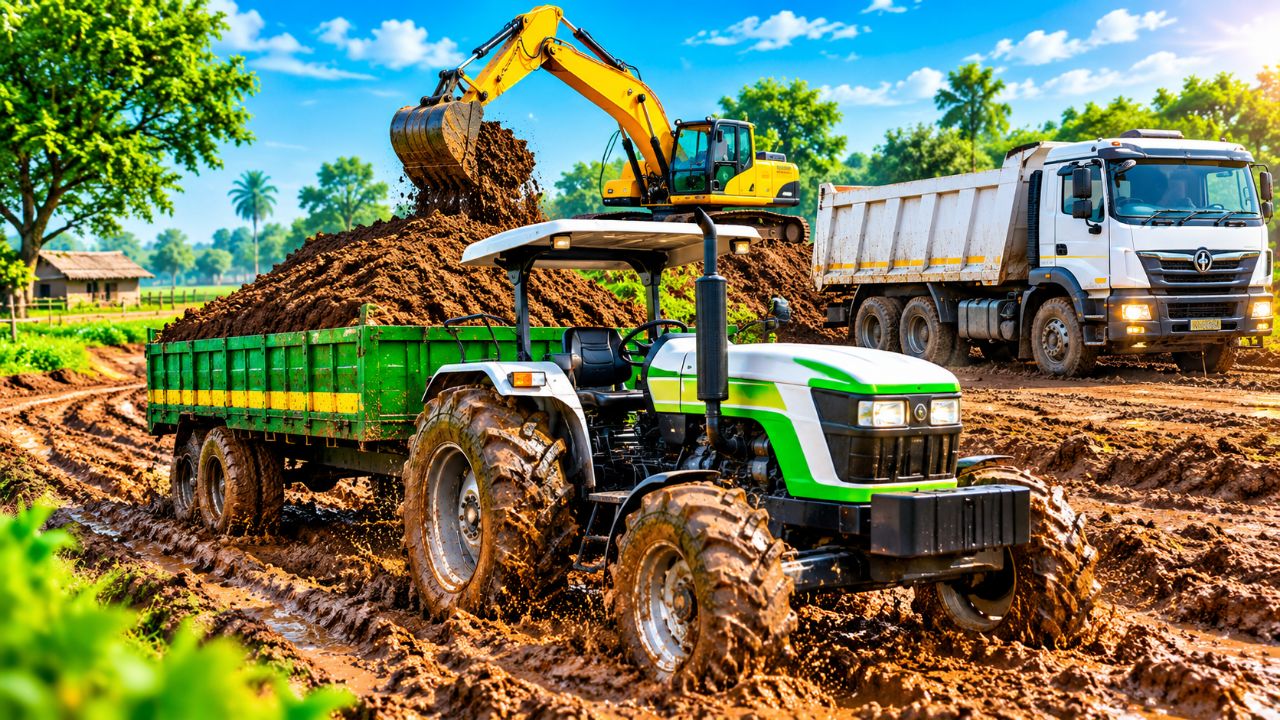 🚜 JCB Loading Stone 🪨 Into Dumper Truck 🚛 | Heavy Truck Game 🔥 #jcb #truck #tractor #game