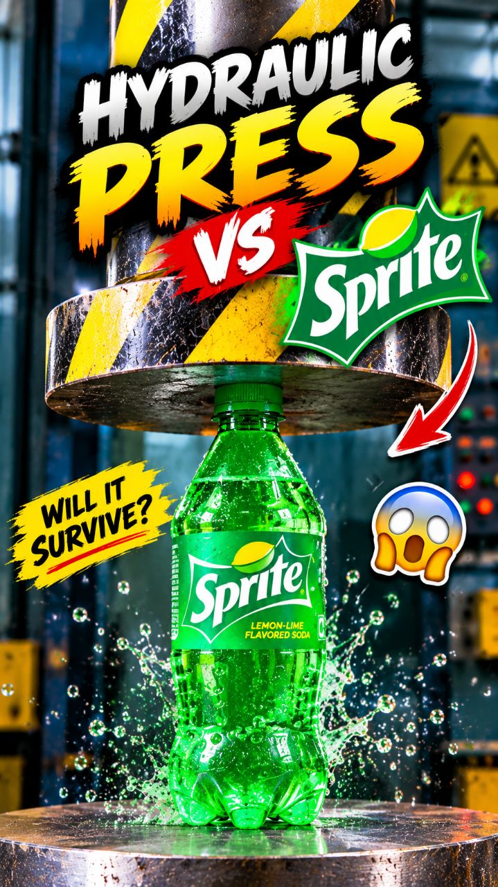 😱 Hydraulic Press vs Sprite Bottle! 🥤💥