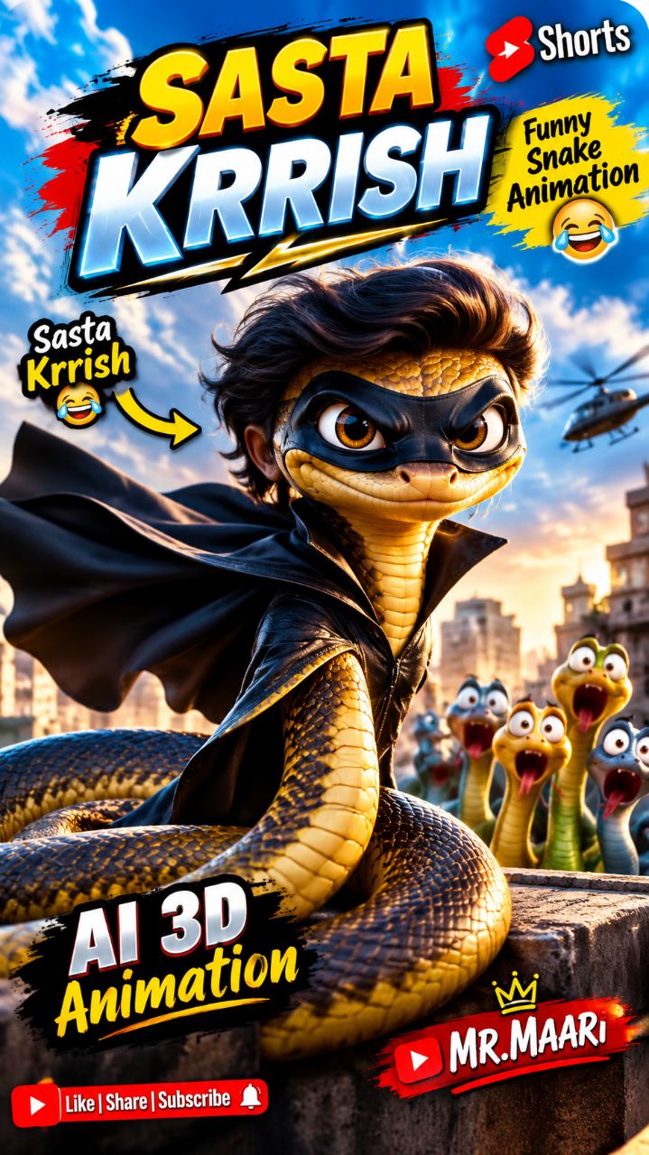 🐍 Sasta Krrish 😂🔥 | AI Snake Animation #Shorts #bideo #bid