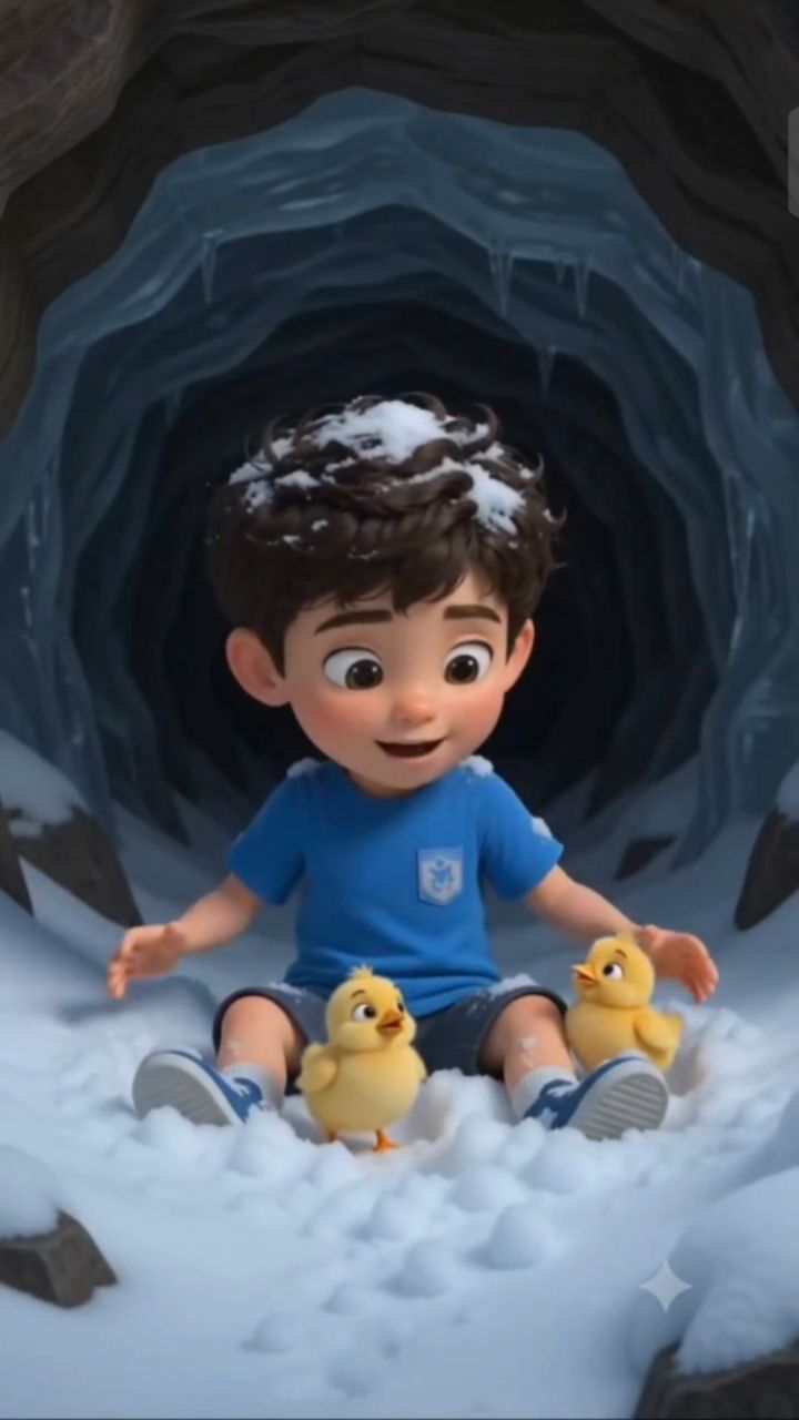 Safe and Sound in the Snowy Cave. This Little Boy Is Their Ultimate Hero! #Chicks #boylove
#SnowyDay