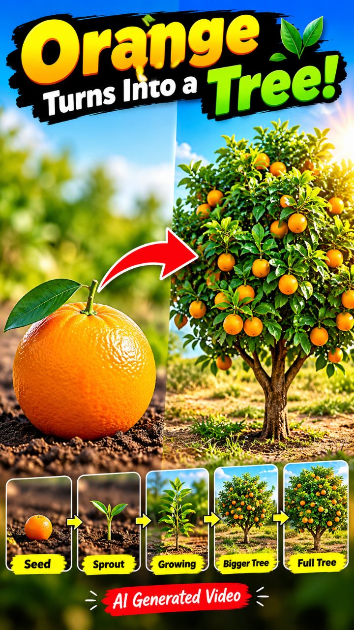 🍊 An Orange Turns Into a Tree! 🌱😱 | Amazing AI Plant Growth #Shorts