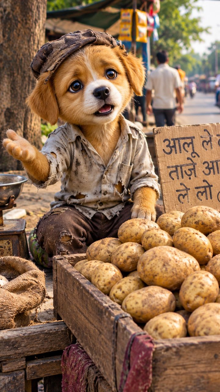 🥺 Poor Puppy Selling Potatoes 😢💔 | Emotional AI Puppy Story #Shorts #sadmusic