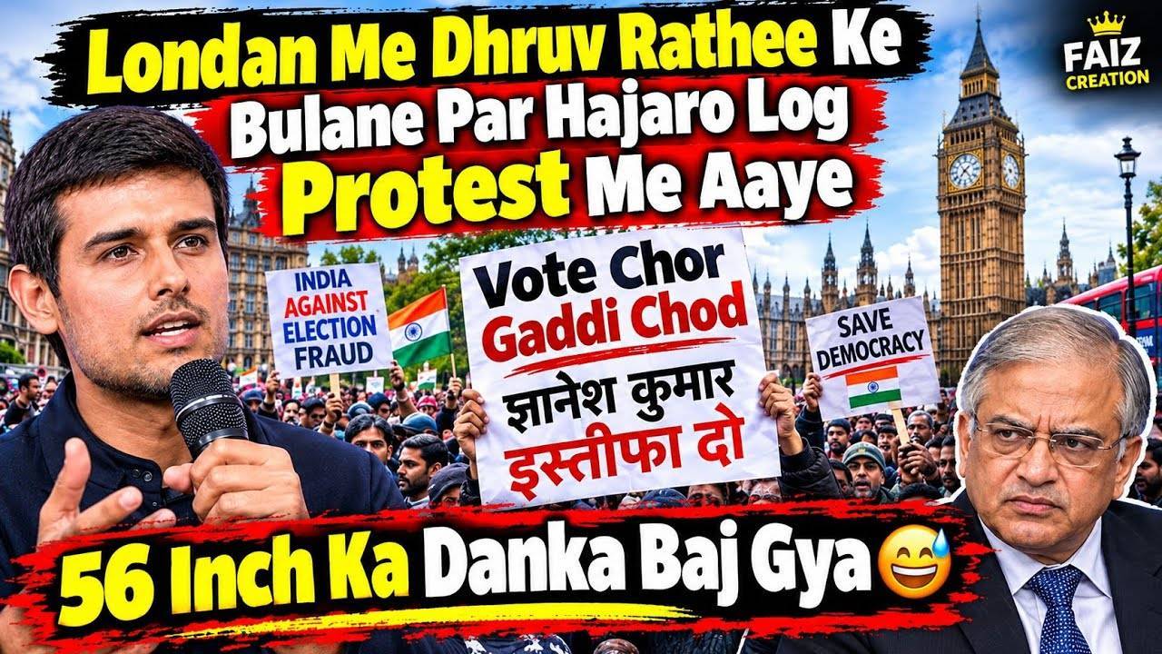 Londan Me Dhruv Rathee Ke Bulane Par Hajaro Log Aaye Aur 56 Inch Ka Danka Baja Diya 😂