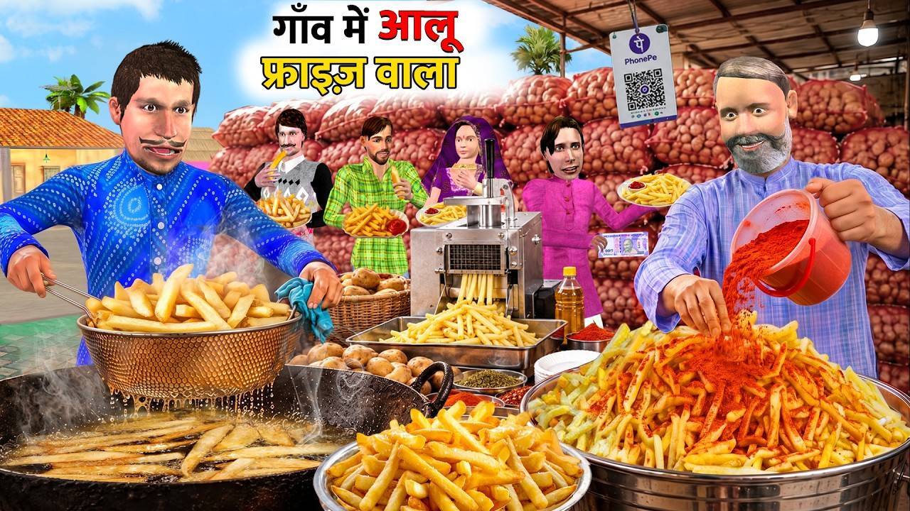 Gaon Mein Crispy French Fries Wala Aloo Ki Fries Ki Dukaan Hindi Kahaniya Moral Stories Comedy Video
