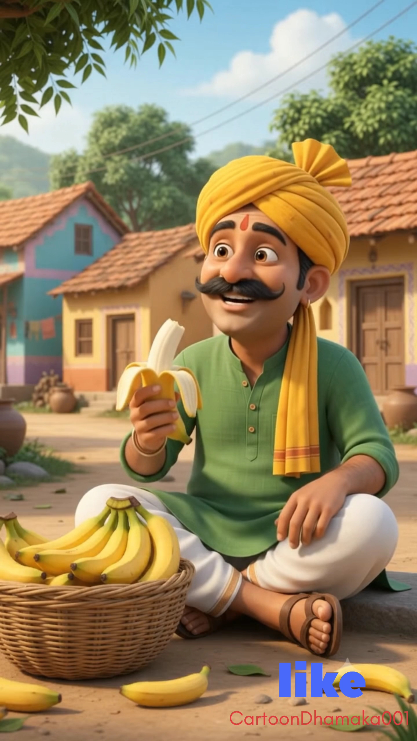 😂 चालाक बंदर ने किसान की पगड़ी चुरा ली! 🤣 | 3D Cartoon Comedy | Funny Monkey Video #Shorts
