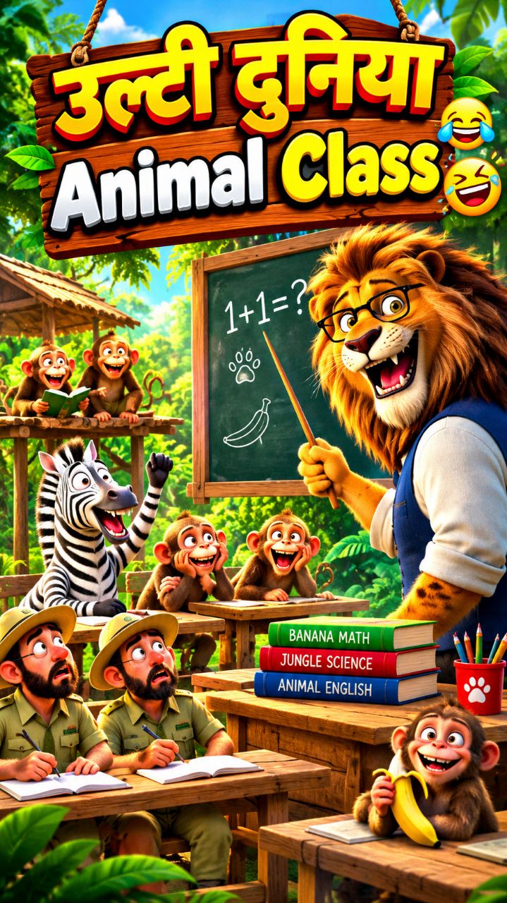 उल्टी दुनिया 🤣 Animal Class 🦁🐒#short#comedy #funny#trending#explorepage