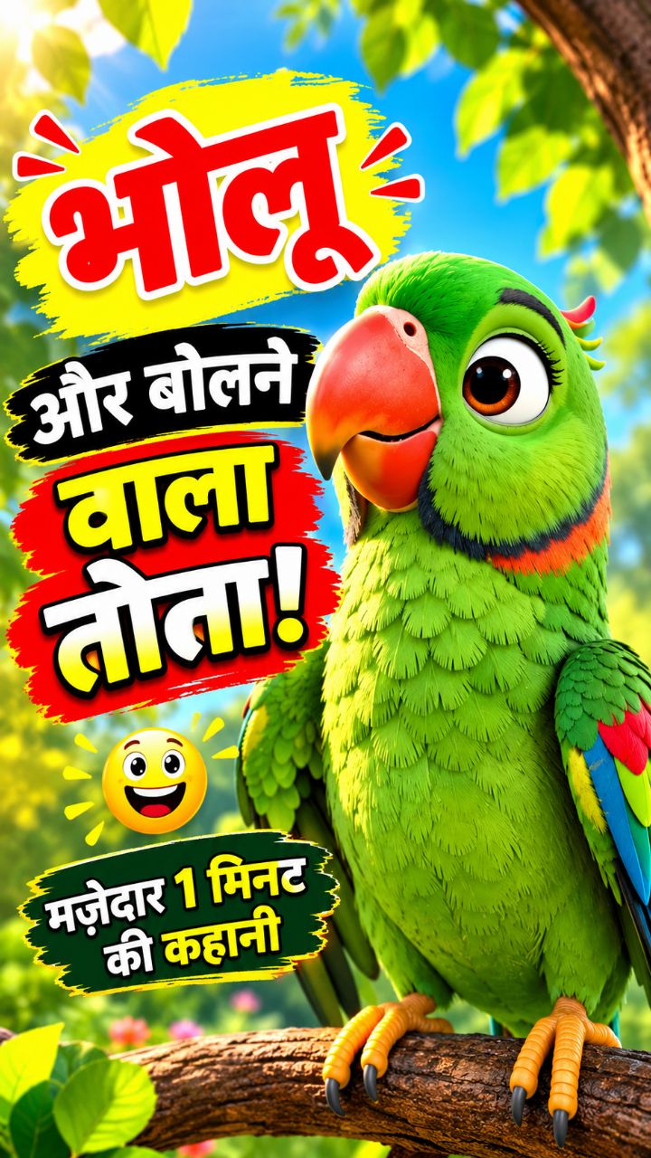 🦜 भोलू तोता और बोलने वाला चाला 😂🤣 | मजेदार 1 मिनट की कहानी #Shorts
