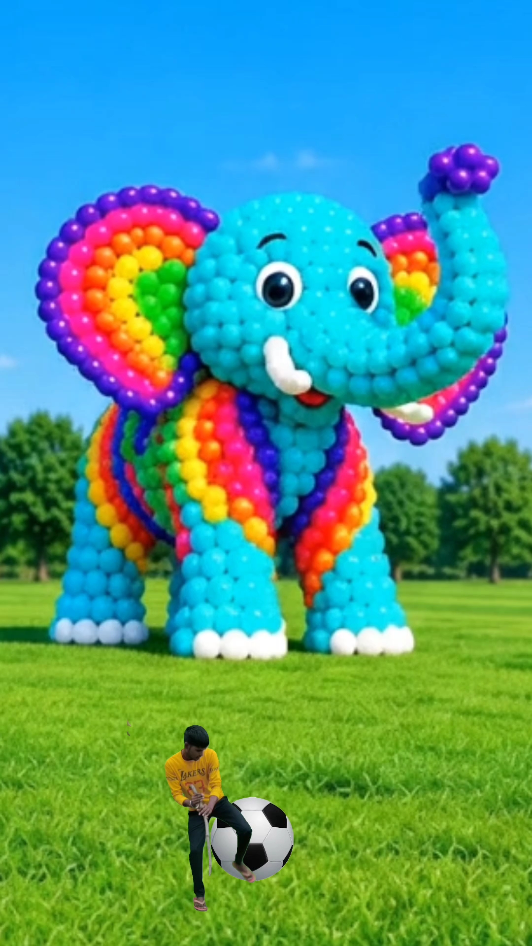 The Creative balloon elephant Mascot Takes Over the Football Field #shorts