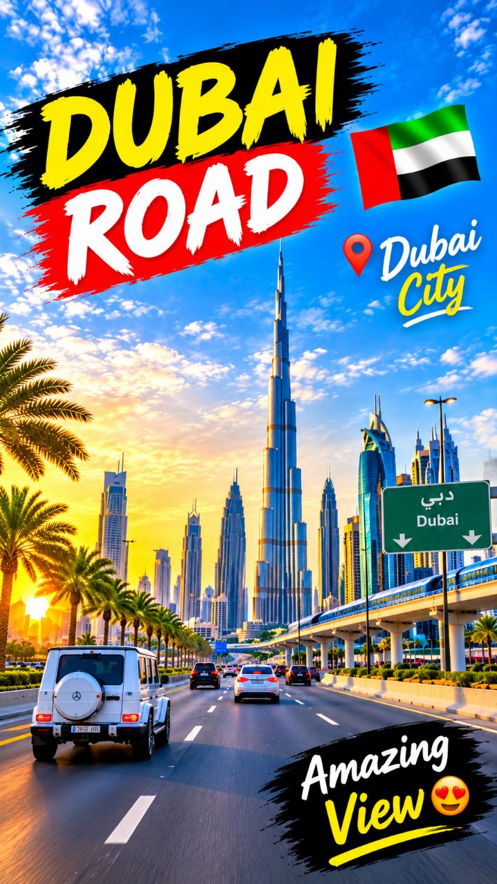 🇦🇪 दुबई की खूबसूरत सड़कों का नज़ारा 😍🚘
शानदार नज़ारे और दुबई की अलग ही शान! ❤️✨