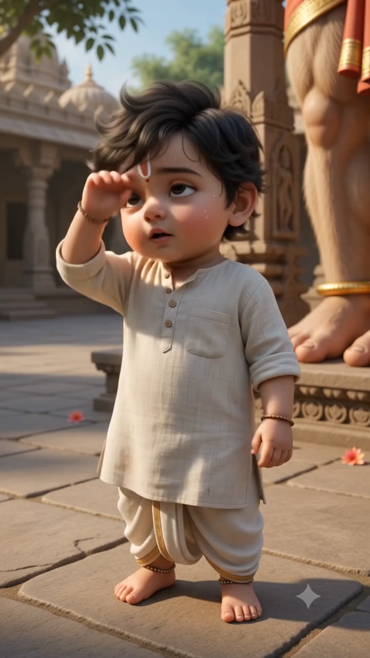 Little baby talk to Hanuman Ji