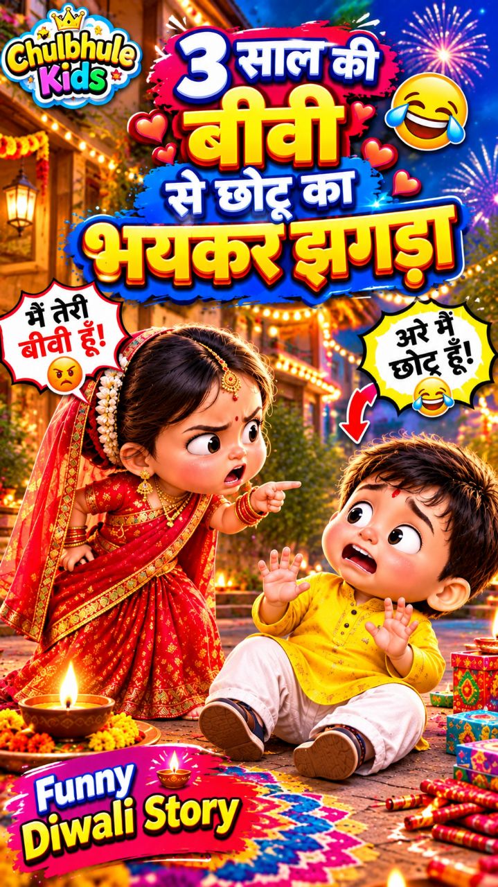 😂 3 साल की बीवी से छोटू का भयंकर झगड़ा 🤣💥 | Funny Diwali Story | Chulbhule Kids #shorts