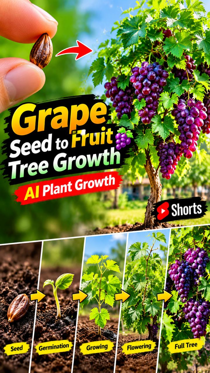 Amazing Grape Seed to Fruit Tree Growth 🌱🍇 | AI Plant Growth #Shorts