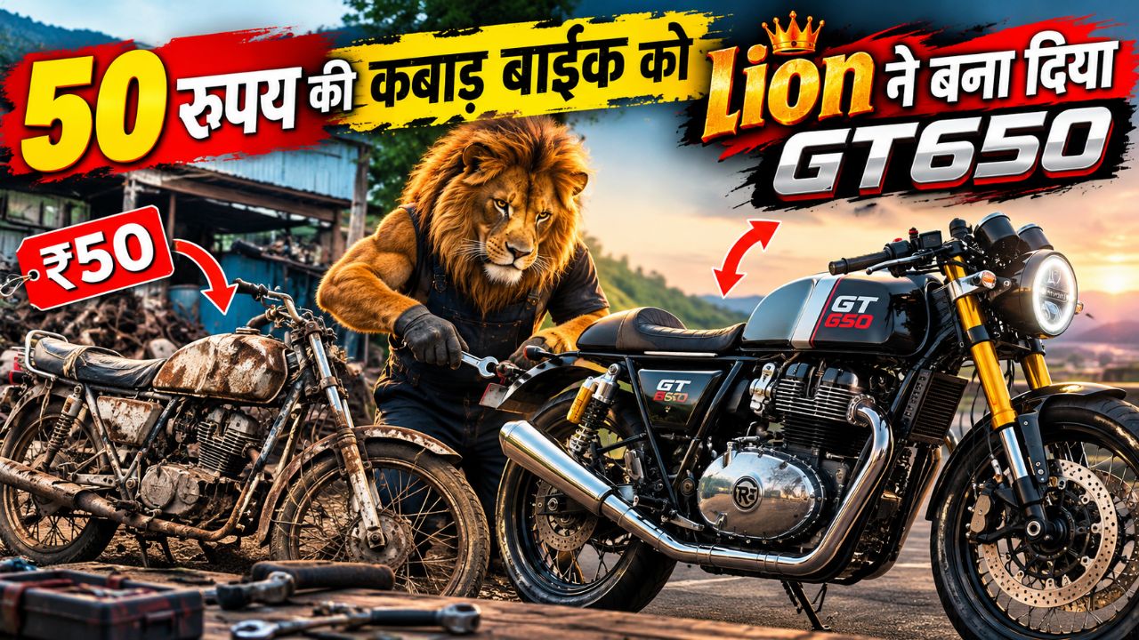 🔥 ₹50 की कबाड़ बाइक को Lion ने बना दिया GT650 😱🏍️