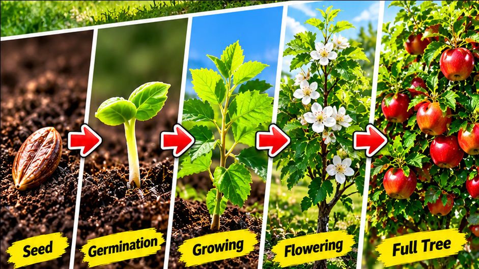 Amazing AI Plant Growth 🌱🤯 | From Seed to Fruit Tree 🍎 #Shorts