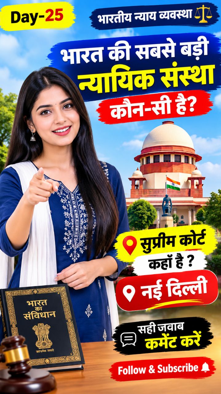 भारत का सुप्रीम कोर्ट कहाँ है? 🇮🇳 | Indian Polity GK Quiz | Day 25 #Shorts