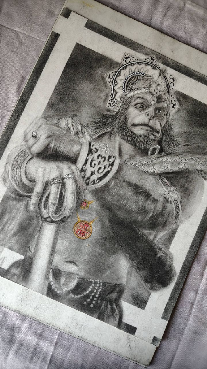Hanuman ji 🚩 sketch ⚜️ #short